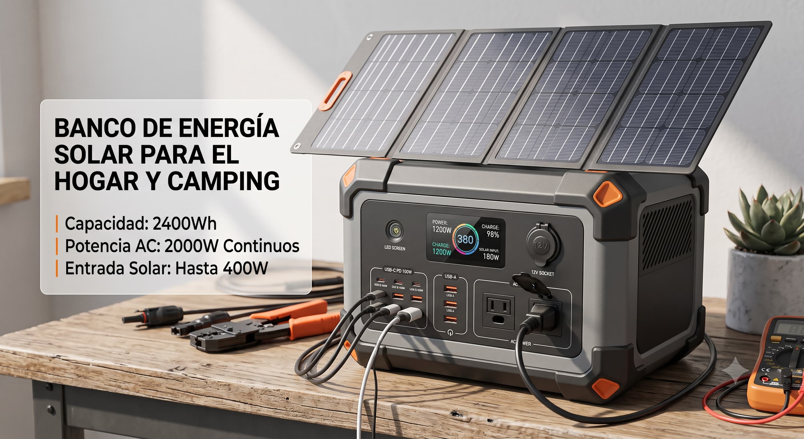 Banco de Energía Solar para el Hogar y Camping